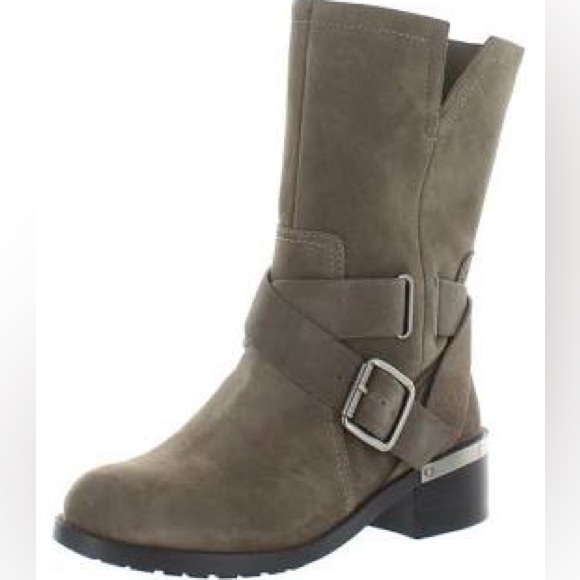 NWOB Vince Camuto Suede Wethima Belt Buckle Mid Calf Boots - Picture 1 of 4